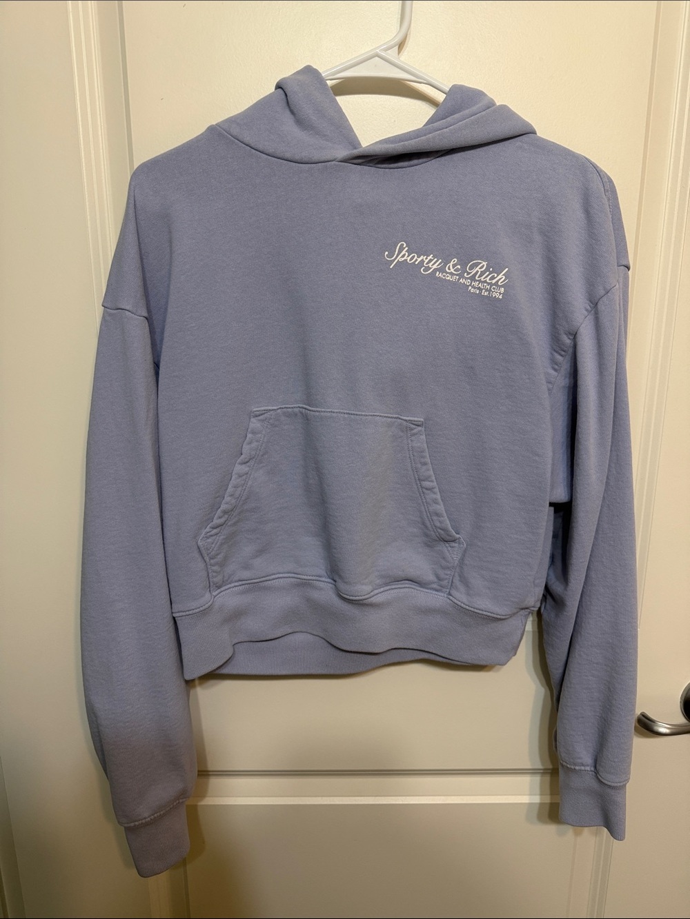 Sporty & Rich Lilac Hooded Cropped Sweatshirt